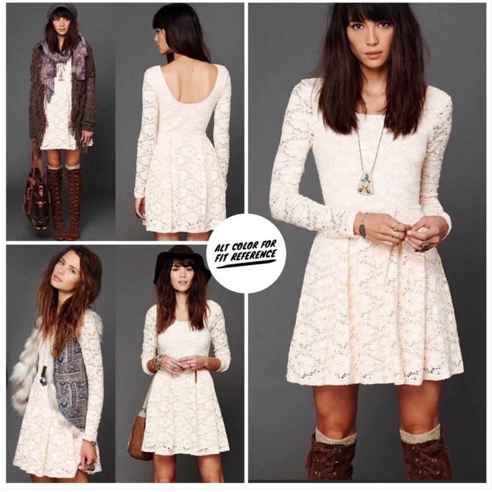 Free People Peach Rose Garden Eyelet Lace Dress Size XS Cottagecore Coquette